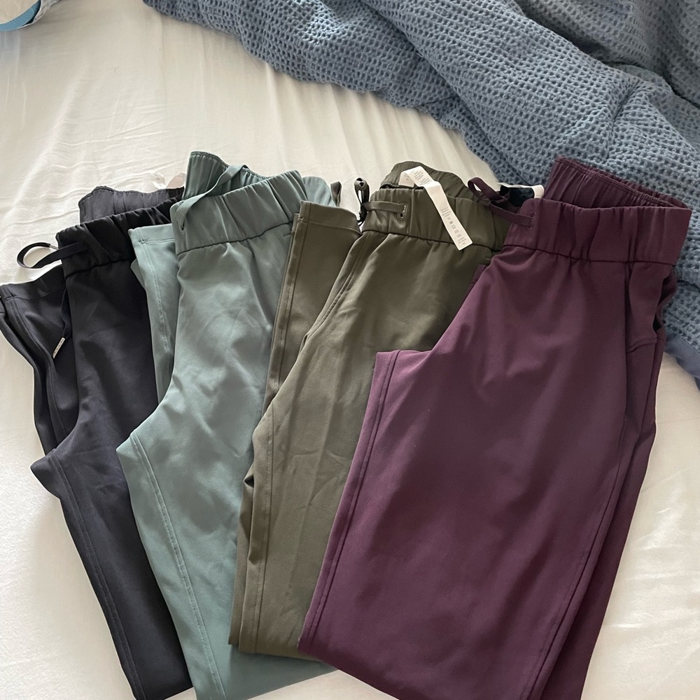 Two green pairs of On The Fly Pants